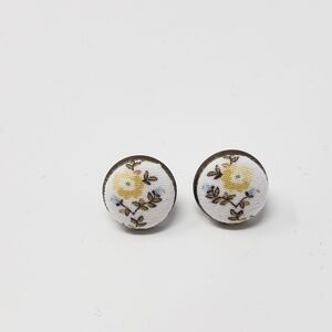 New Handmade | Upcycled Yellow Vintage Floral Stud Earrings